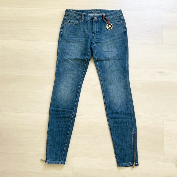 Michael Kors ankle zipped skinny jeans 0